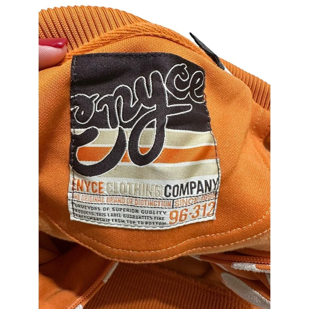 Vintage ENYCE Track‎ Jacket Size 3XL Full Zip Up Mock Neck Graphic Orange #W3-4